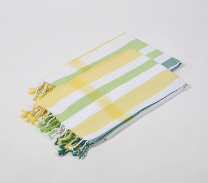 Handwoven Cotton Summer Striped Bath Towels (Set Of 2)-1