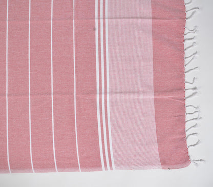 Handwoven Cotton Striped Red &amp; Periwinkle Bath Towels (Set Of 2)-2