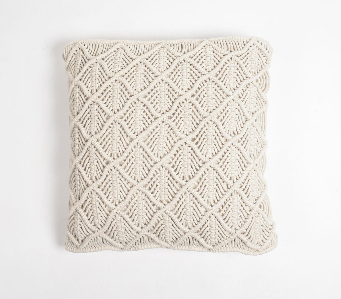 Boho Diamond Macrame Cushion Cover-0