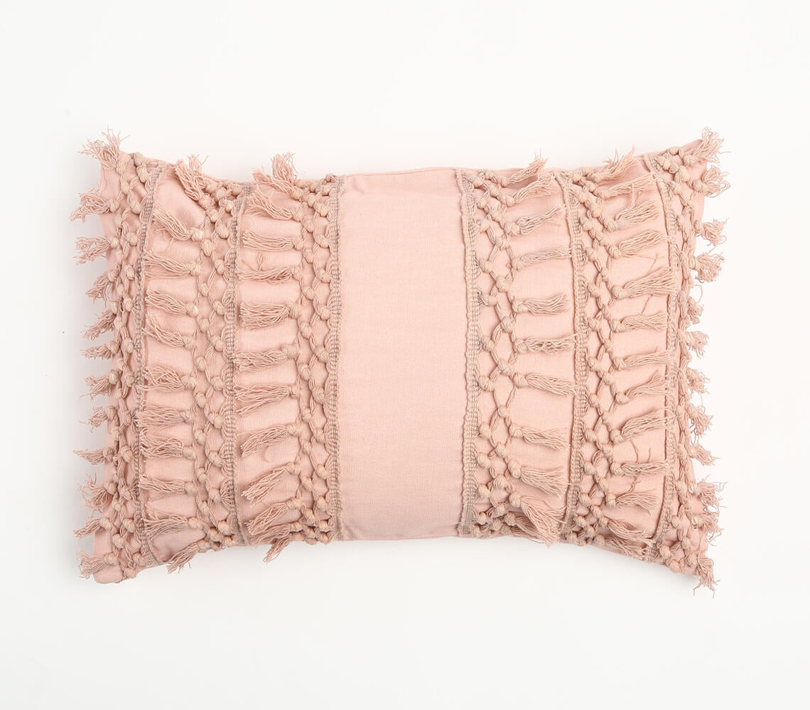 Pastel Blush Tasseled Cushion Cover-0