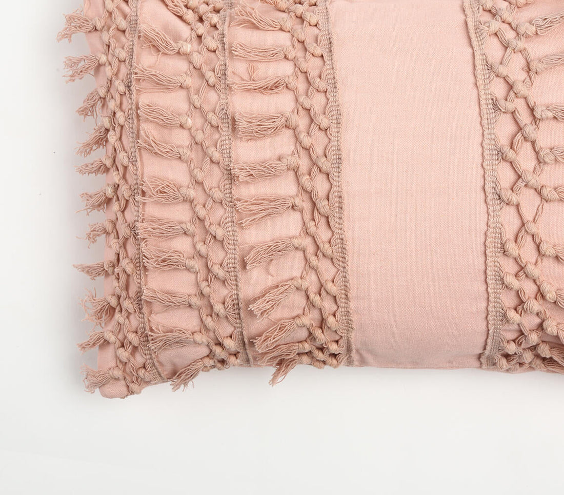 Pastel Blush Tasseled Cushion Cover-1