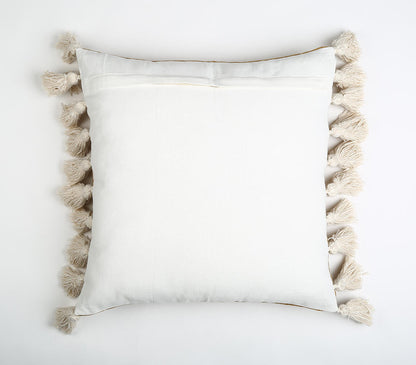 Tasseled Tan Cushion cover-3