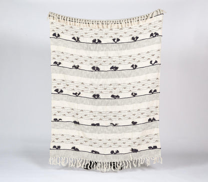 Tufted &amp; Paneled Monotone Throw-0