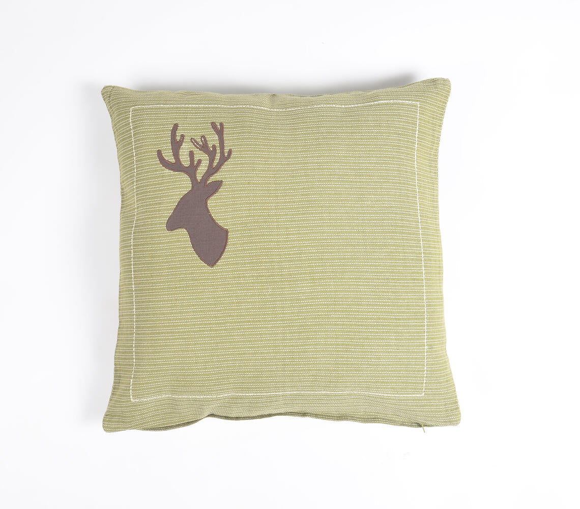 Muted Christmas Reindeer Cotton Cushion Cover-0