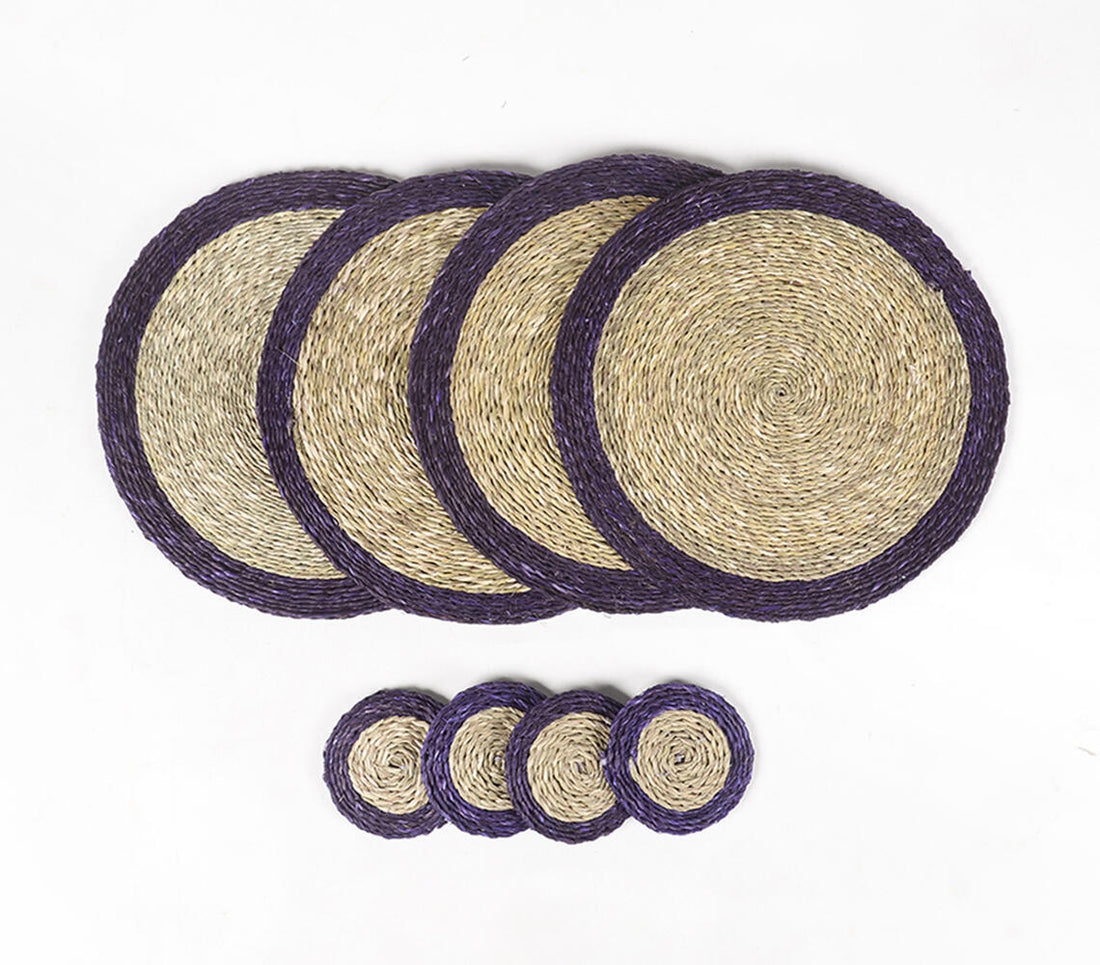 Handwoven Sabai Grass Placemats &amp; Coasters (set of 4 each)-1