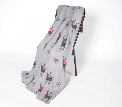 Winter Reindeer Handloom Cotton Throw-1