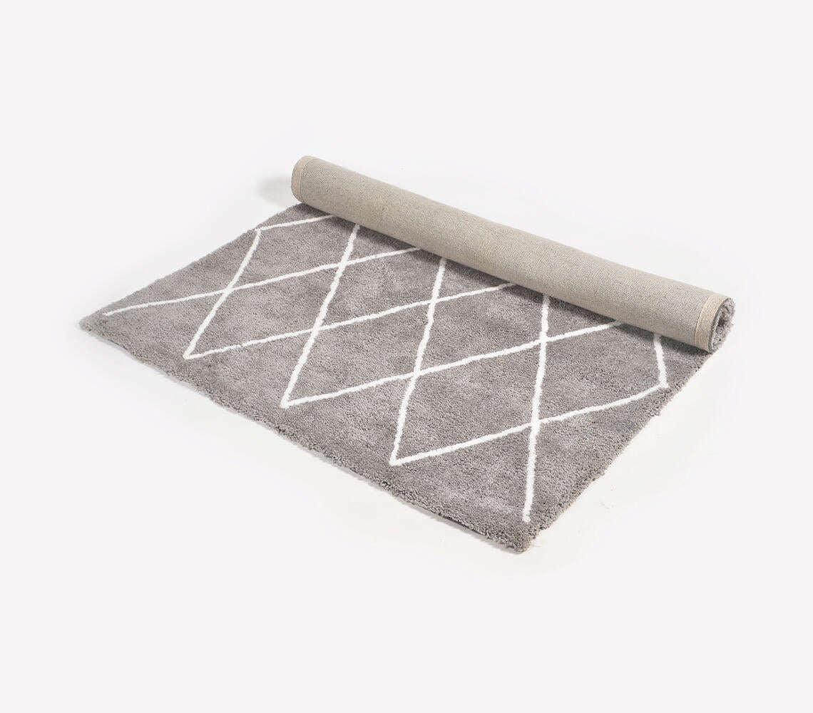 Hand Tufted Diamond Lattice Grey Rug-1