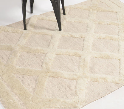 Hand Tufted Lattice Beige Rug-0