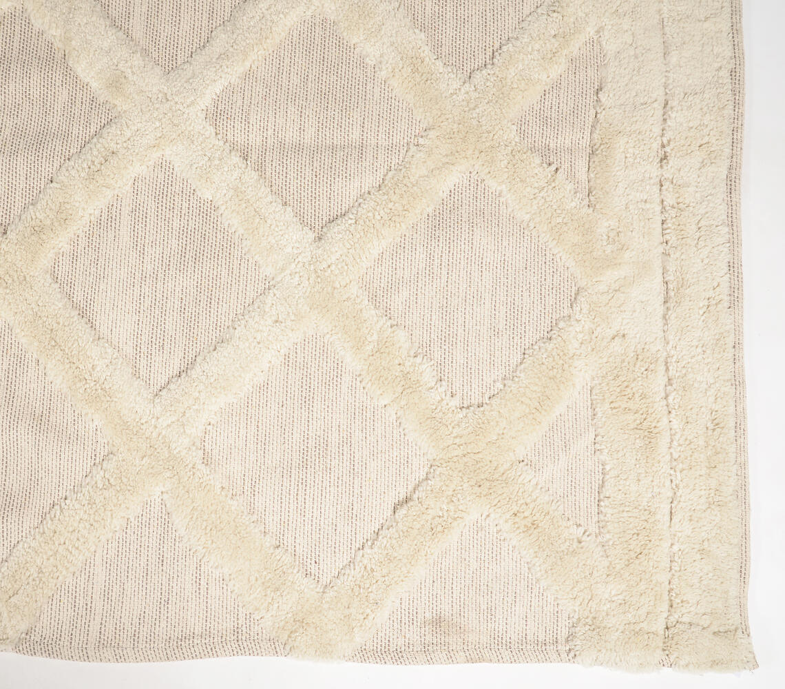 Hand Tufted Lattice Beige Rug-1