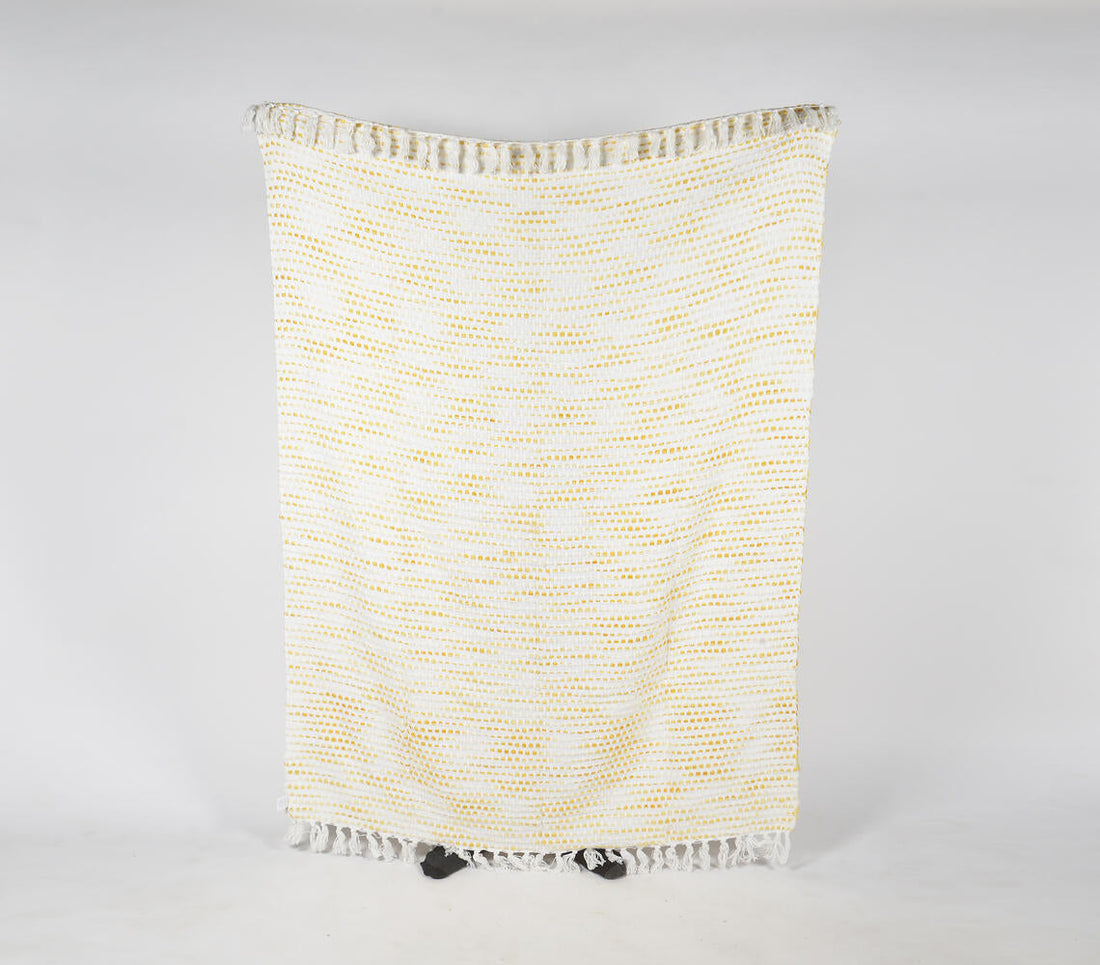 Handwoven Textured Throw with Tasseled Border-1