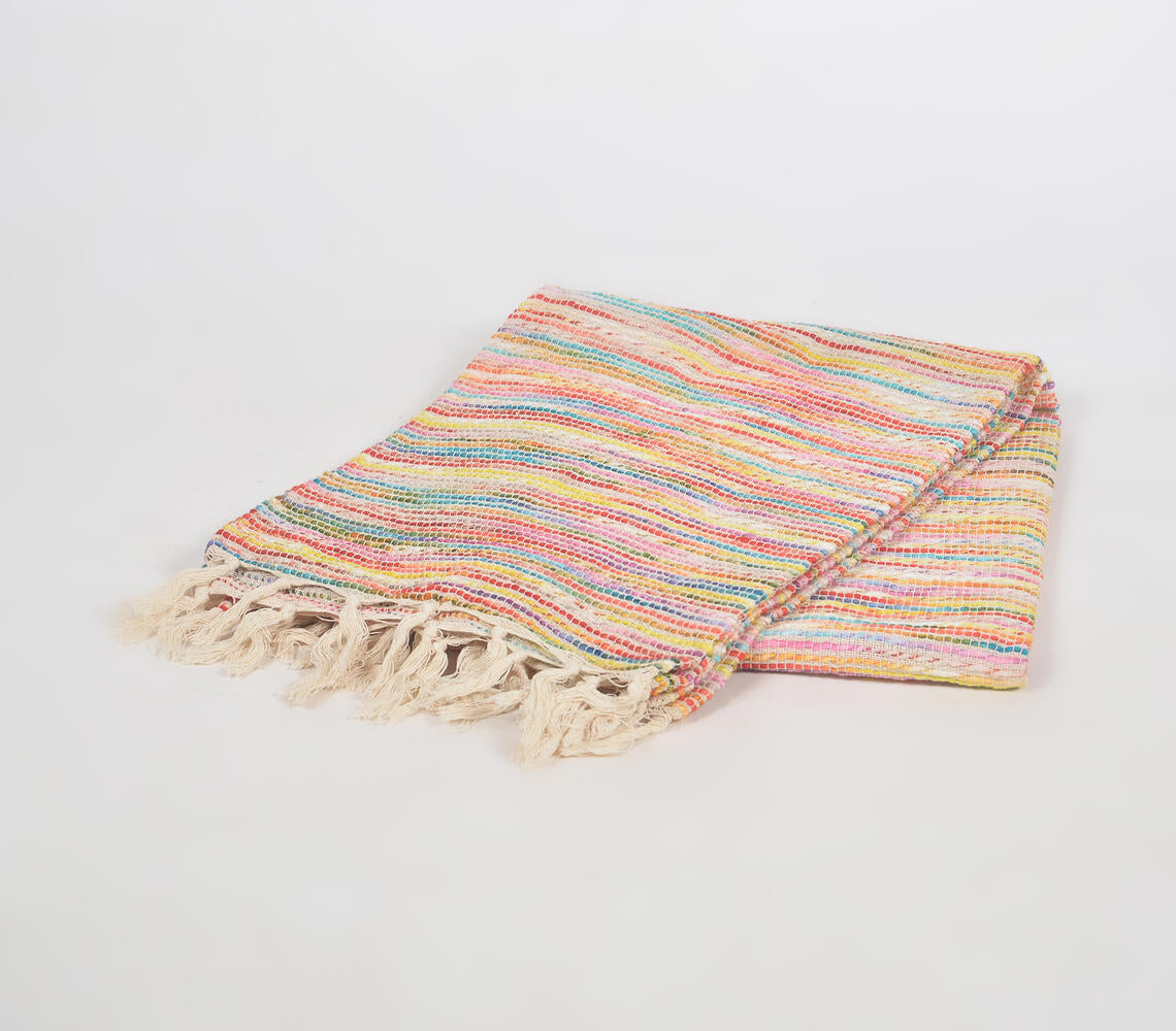 Handloom Cotton Multicolor Throw-0