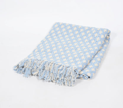 Trellis Patterned Powder Blue Throw-0