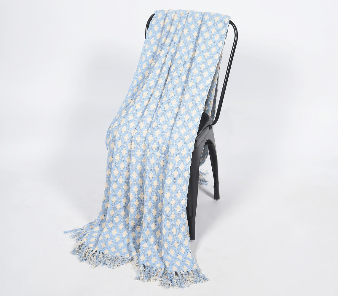 Trellis Patterned Powder Blue Throw-1