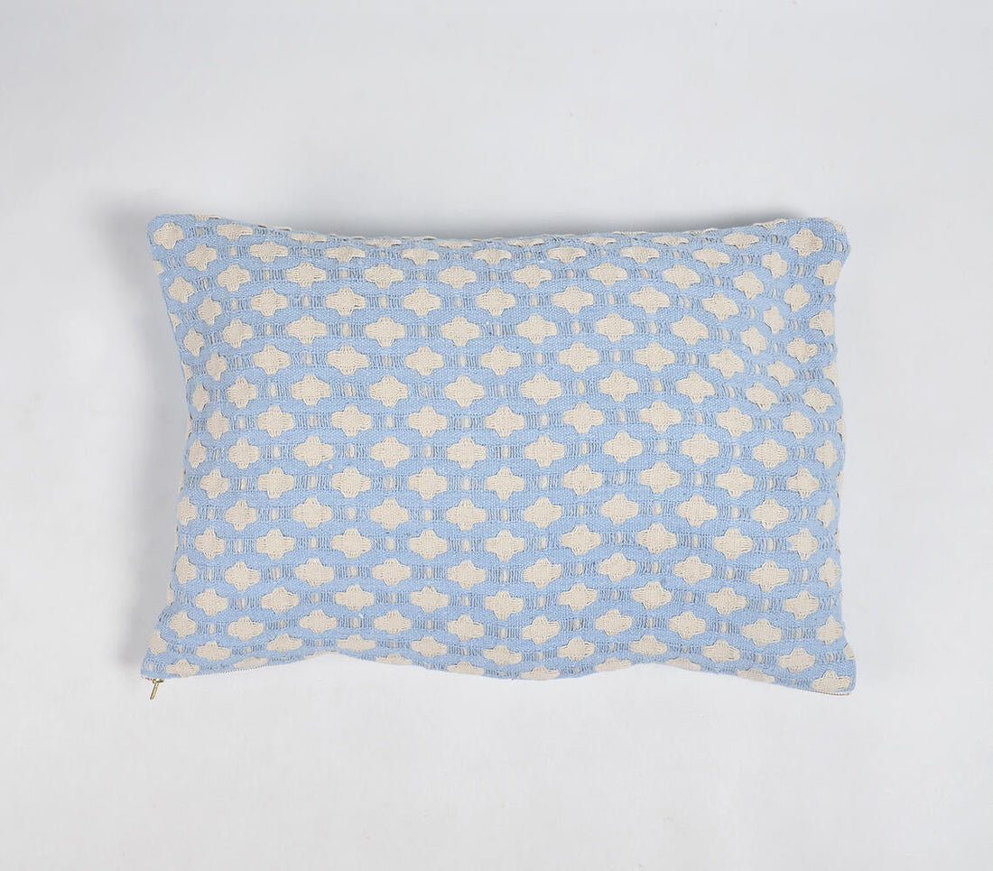 Trellis Patterned Powder Blue Lumbar Cushion Cover-0