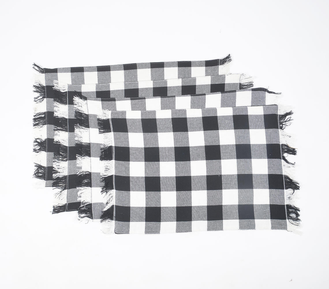 Cotton Buffalo Check Fringed Placemat (Set of 4)-1