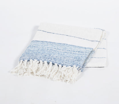 Handwoven Cotton Striped Throw with Tassels-1