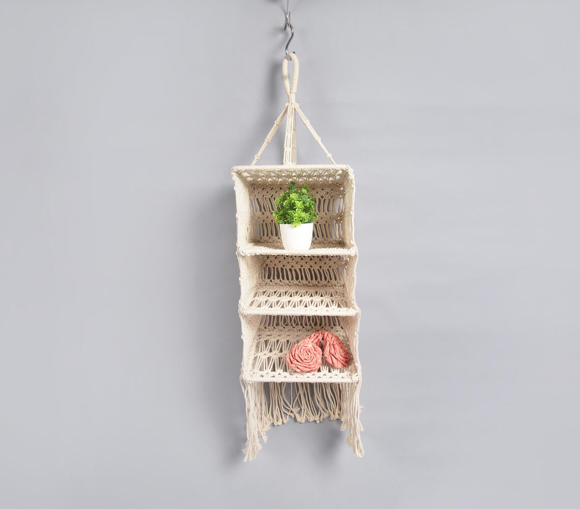 Boho Macrame Layered Wall Rack-0