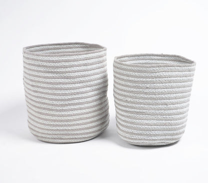 Greyscale Braided Cotton Baskets (Set of 2)-1