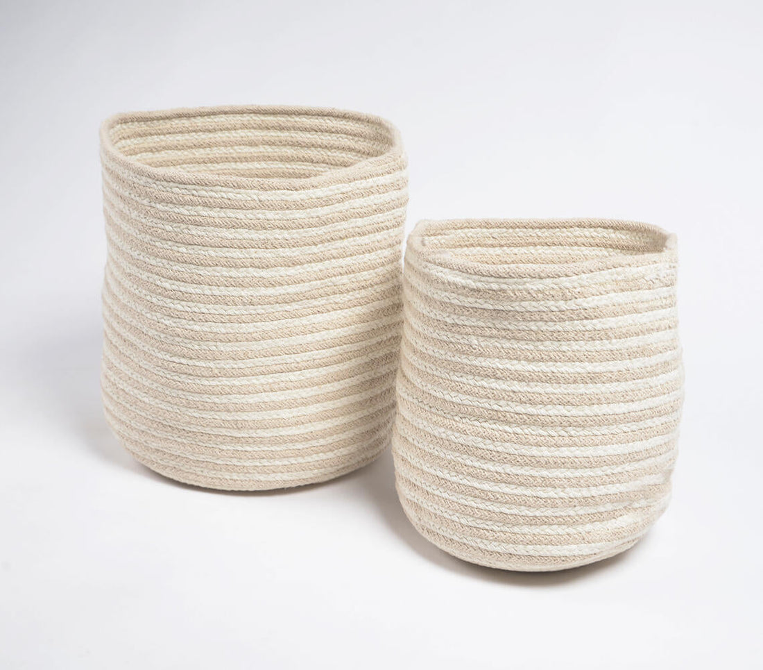 Monotone Braided Cotton Baskets (Set of 2)-1