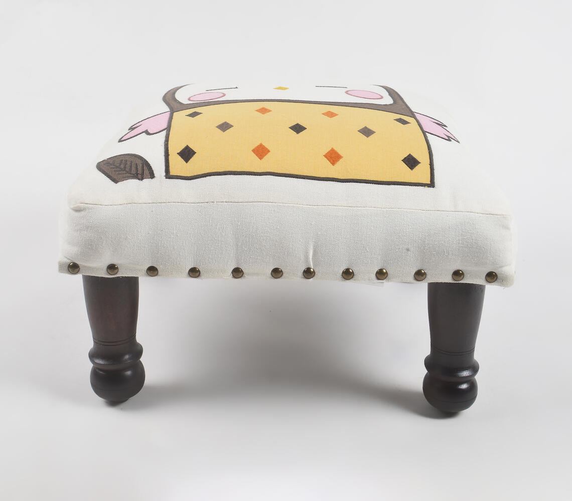 Baby Bird Embroidery Upholstered Stool-2