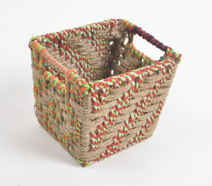 Boho Handwoven Twill Patterned Storage Basket-0