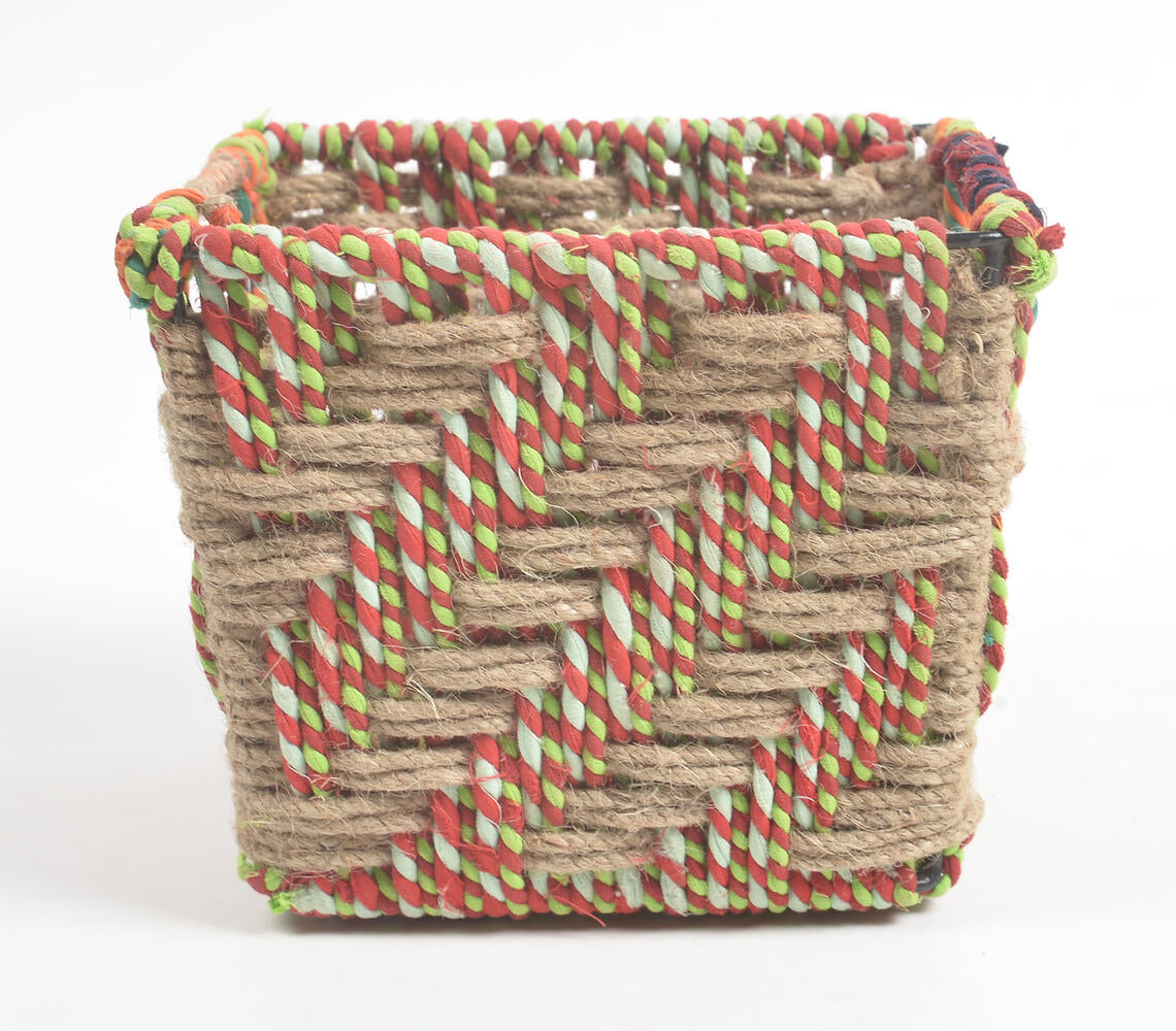 Boho Handwoven Twill Patterned Storage Basket-1