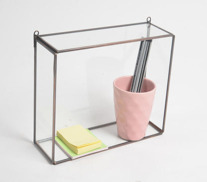 Minimal Metal &amp; Glass Hanging Wall Shelf-0