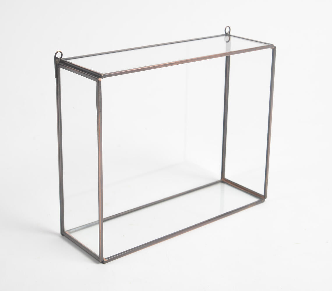 Minimal Metal &amp; Glass Hanging Wall Shelf-1