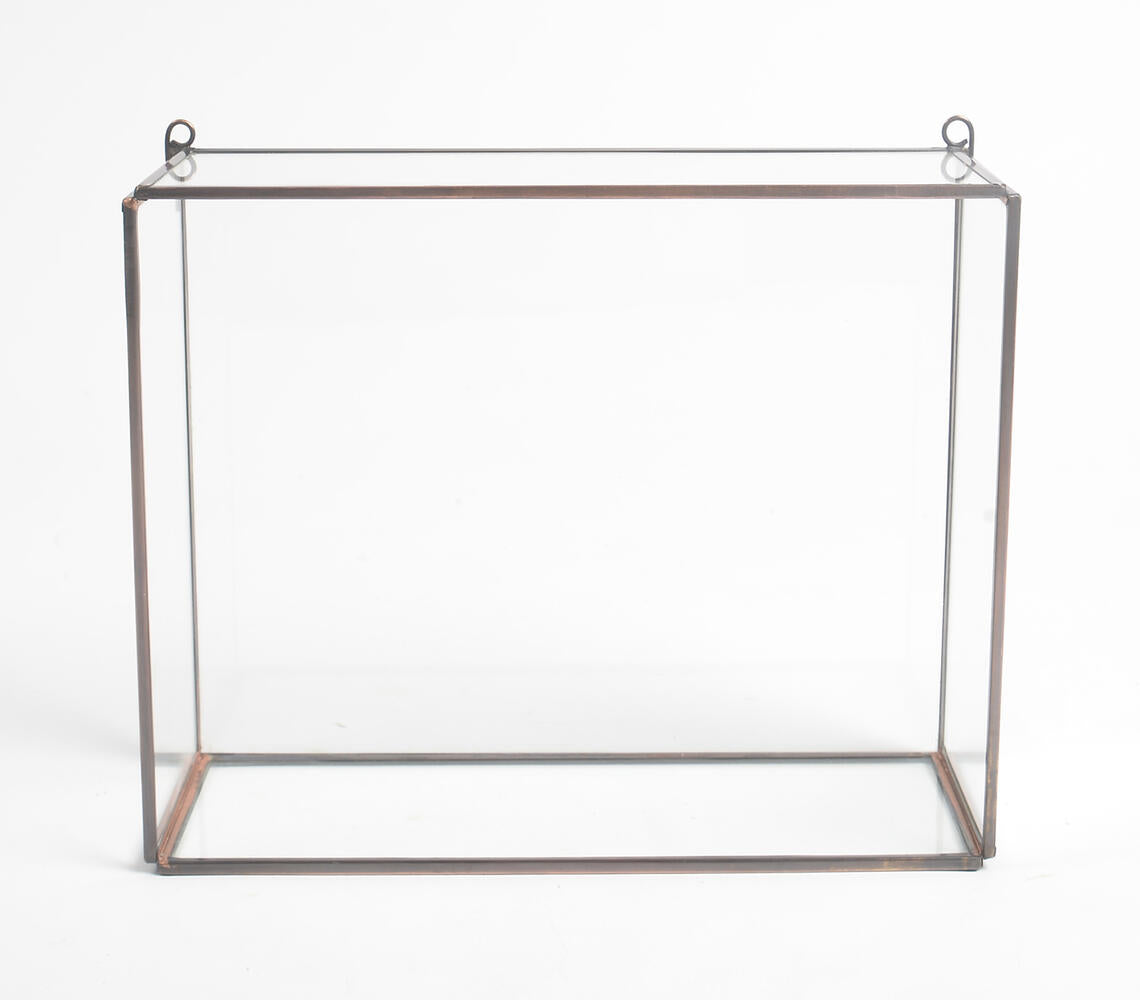 Minimal Metal &amp; Glass Hanging Wall Shelf-2