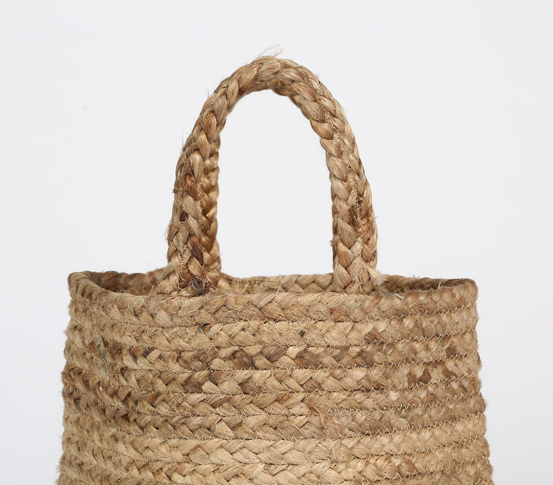 Hand Braided Jute Basket with Handles-1