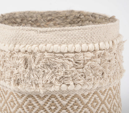 Textured Jute &amp; Cotton Basket-2