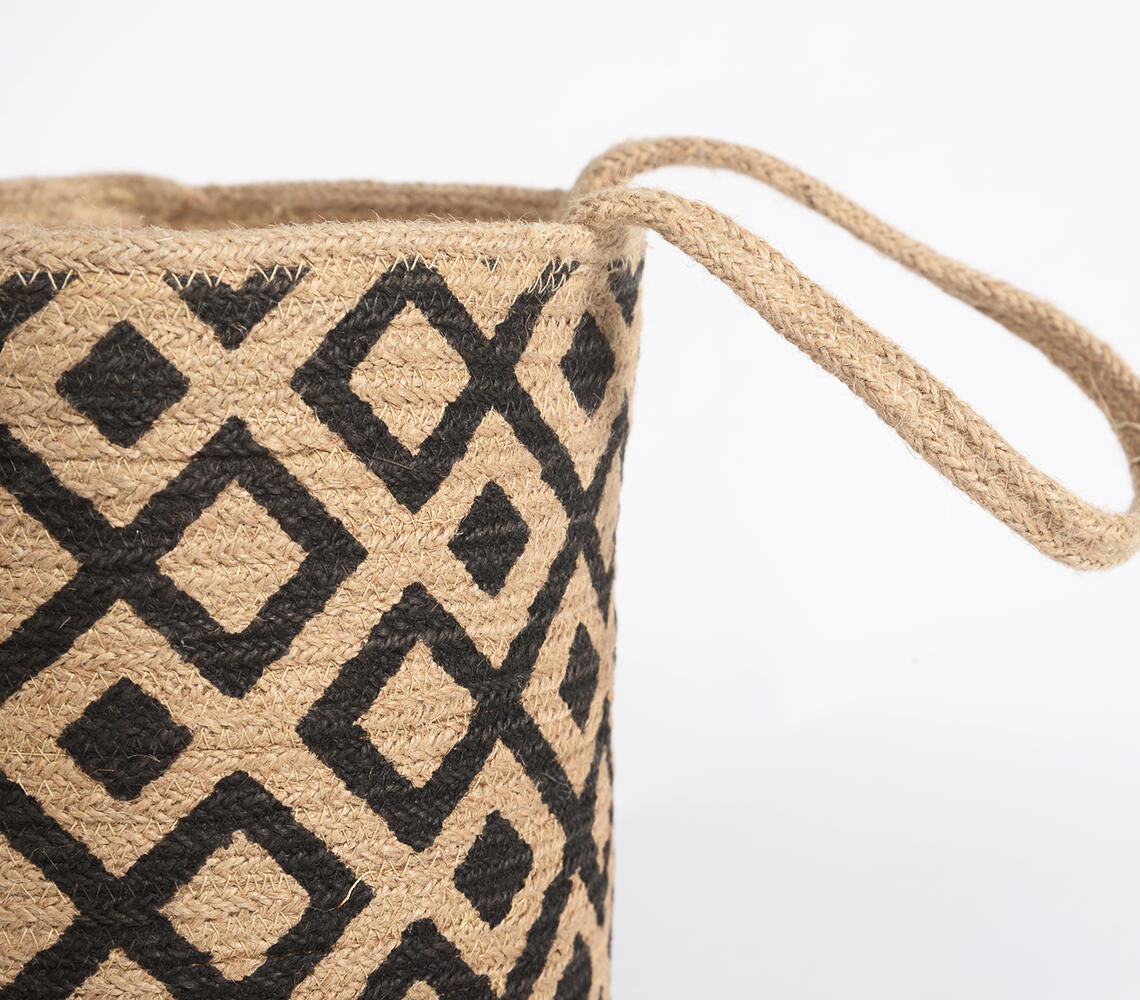 Handloom Jute Diamond patterned Basket-1