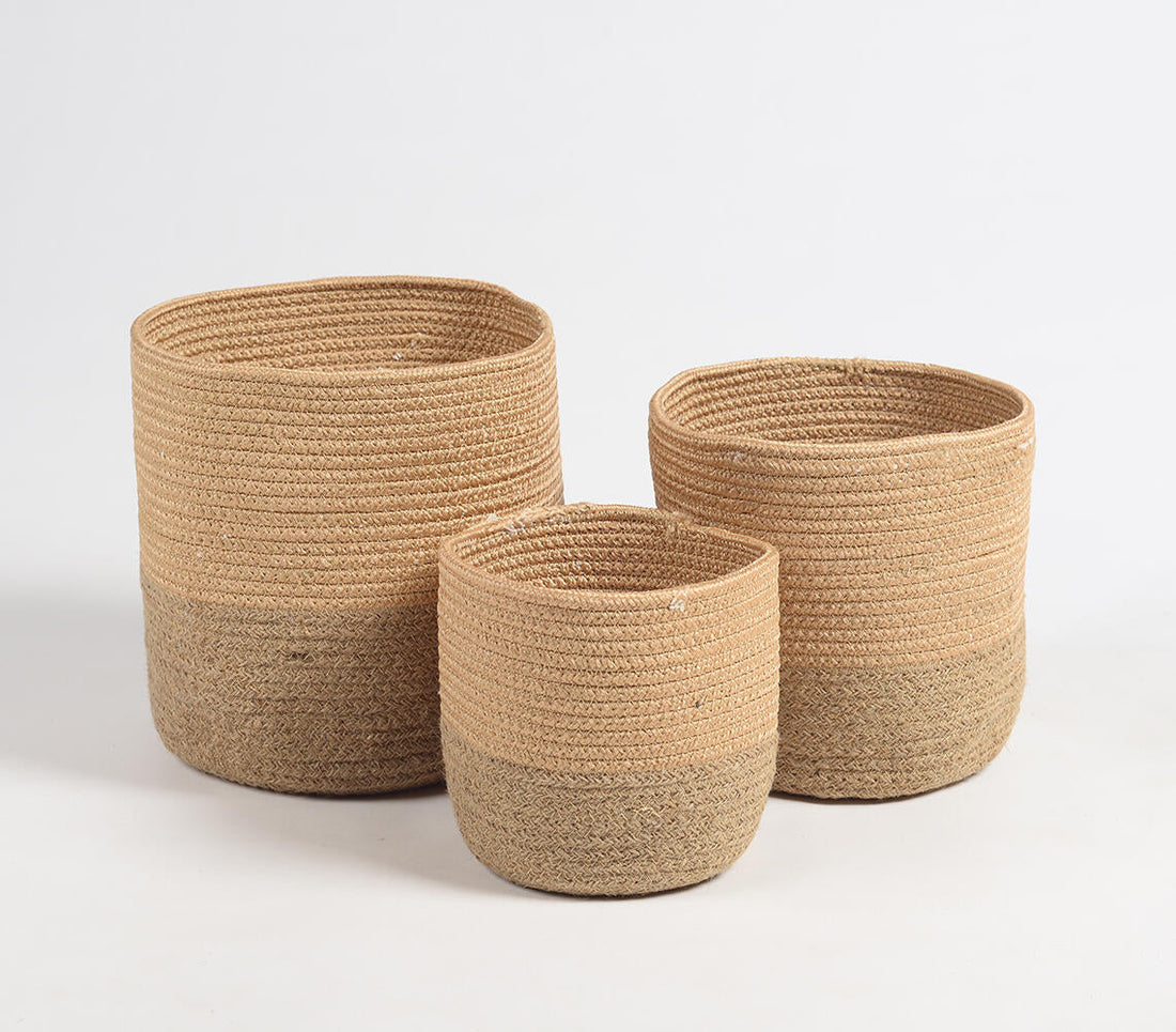 Handloom Jute Baskets (Set of 3)-0