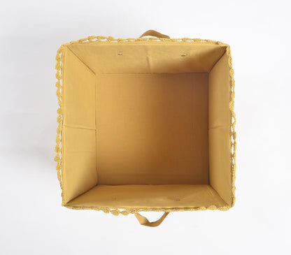 Crochet Mustard Cotton Foldable Storage Hamper-2