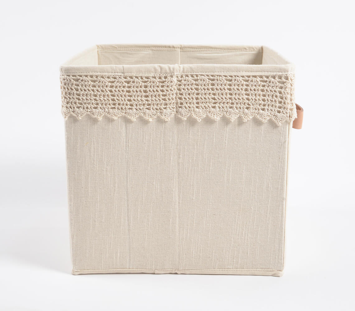 Crochet Lace Cotton Foldable Storage Hamper-2