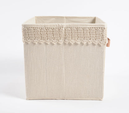 Crochet Lace Cotton Foldable Storage Hamper-2