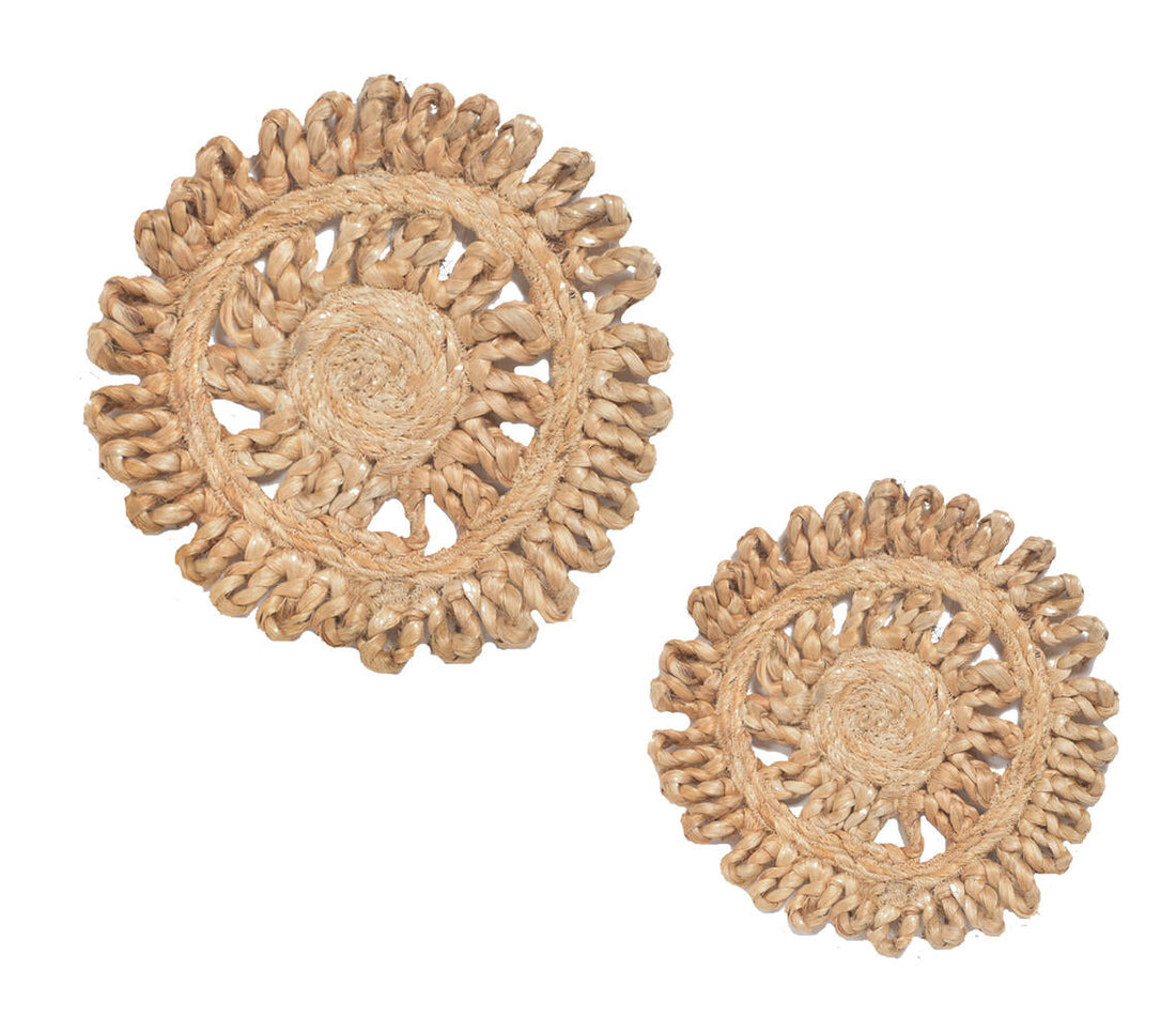 Braided Jute Floral Wall Art (Set of 2)-0