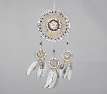 Cotton Crochet &amp; Faux Feathers Dreamcatcher-0