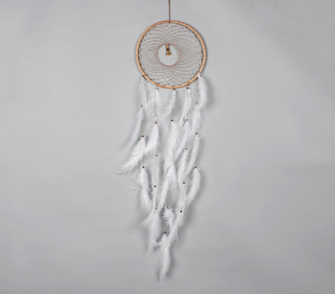 Classic Beaded &amp; Faux Feathers Dreamcatcher-0