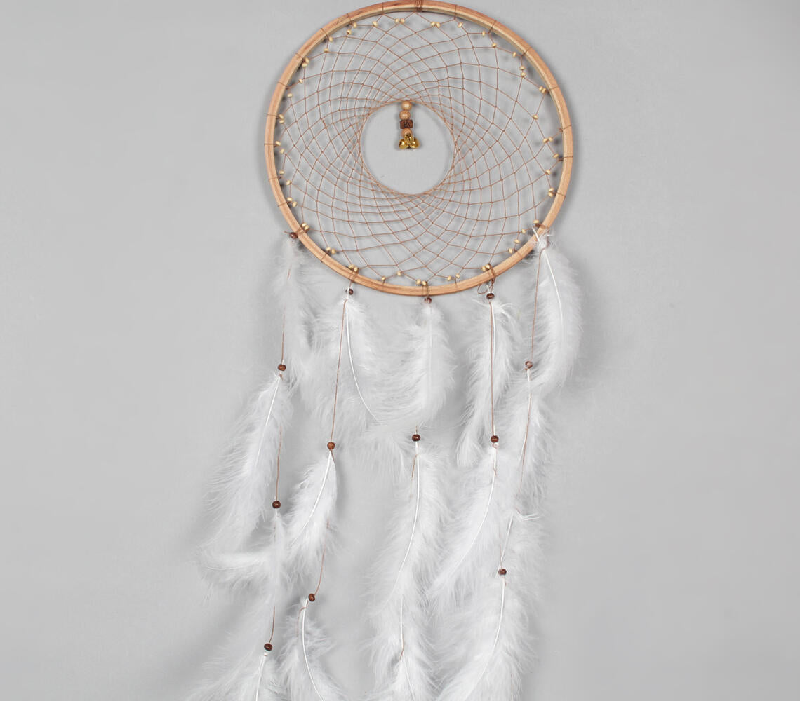 Classic Beaded &amp; Faux Feathers Dreamcatcher-1