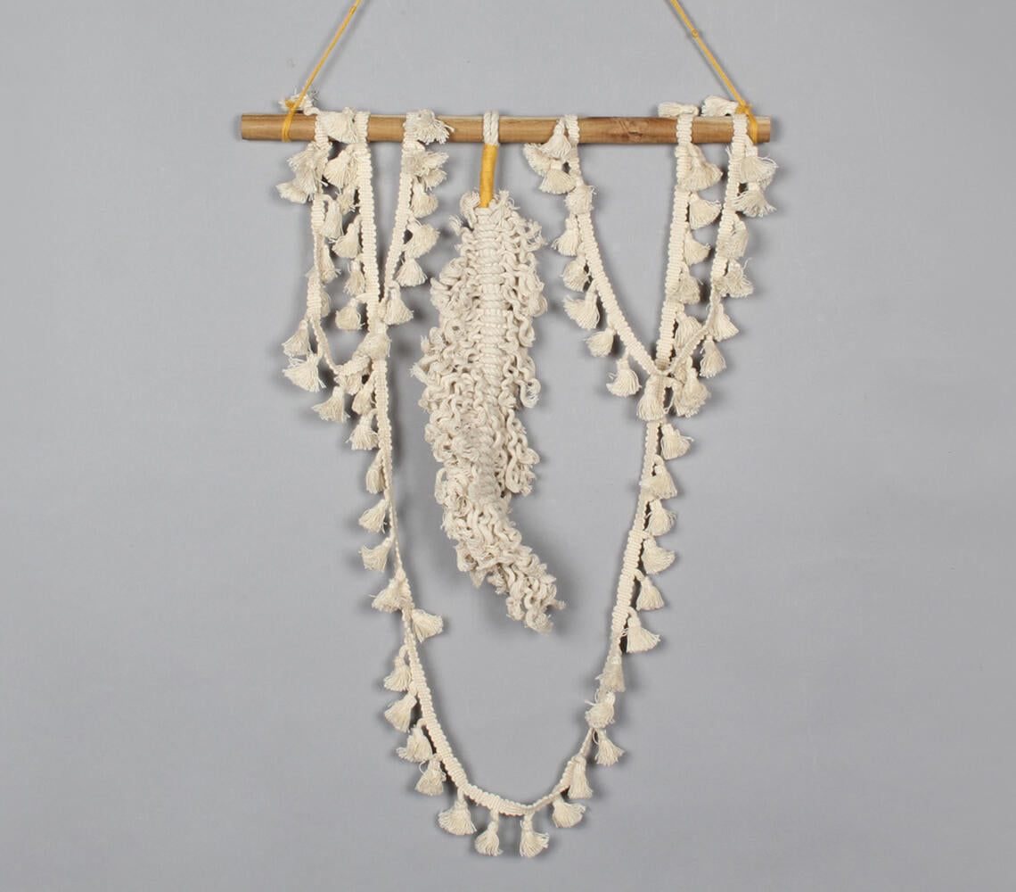 Cotton Macrame &amp; Tasseled Lace Wall Decor-0