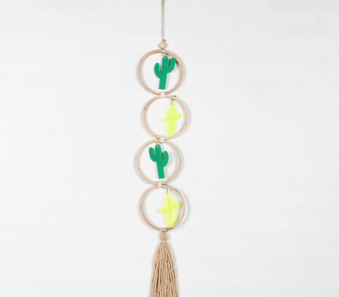 4-Tiered Hoops Cacti Fringed Wall Decor-0