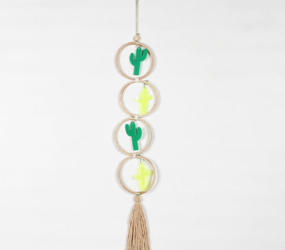 4-Tiered Hoops Cacti Fringed Wall Decor-0