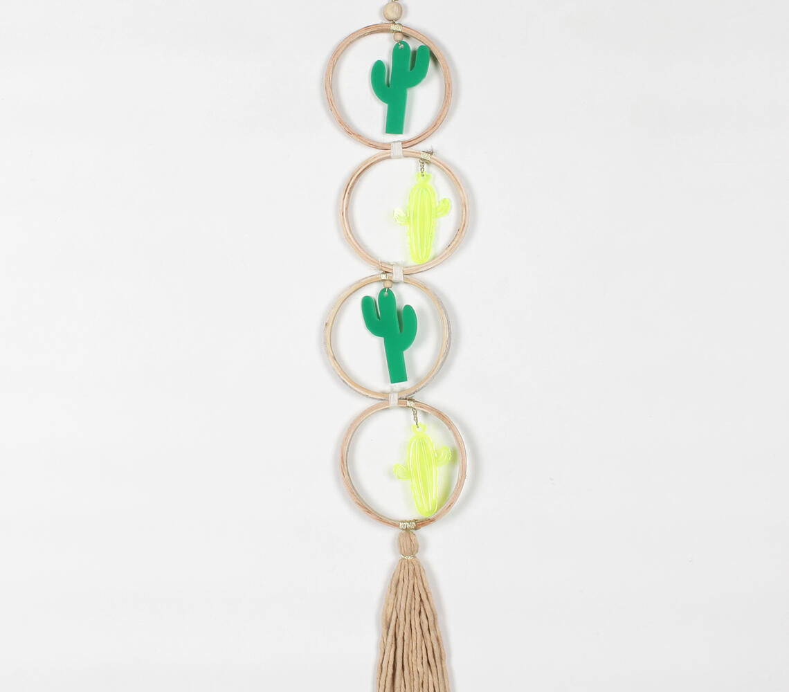 4-Tiered Hoops Cacti Fringed Wall Decor-1