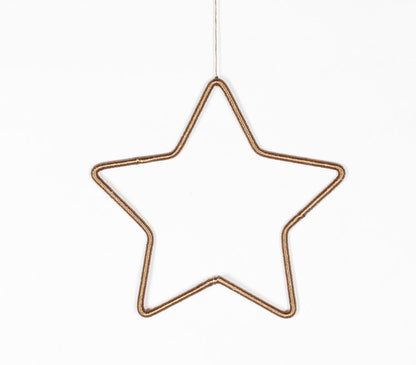 Golden Lurex-Wrapped Star Wall Hanging-0