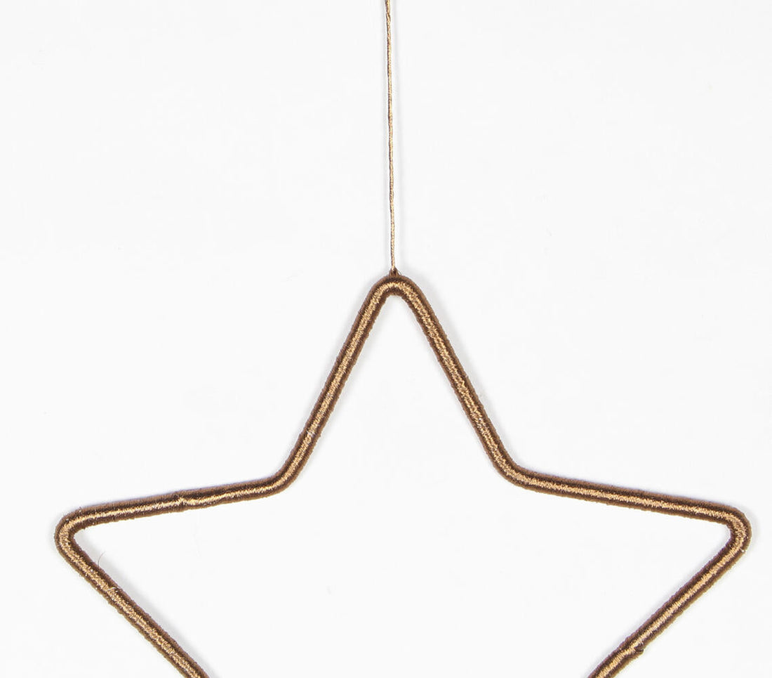 Golden Lurex-Wrapped Star Wall Hanging-1