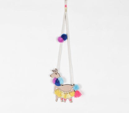 Pompoms &amp; Tasseled-Accents Unicorn Wall Decor-0