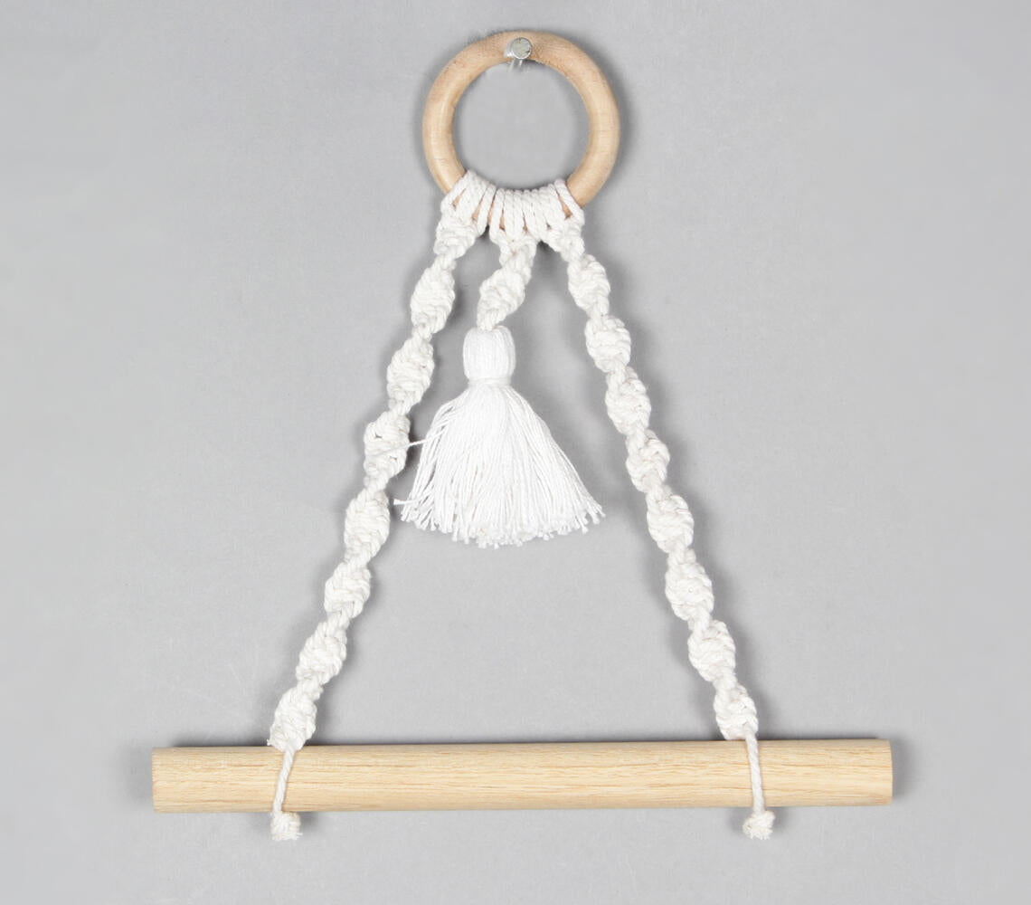 Cotton Macrame &amp; Wood Hanging Roll Holder Q1-1