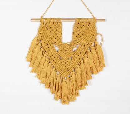 Cotton Macrame Mustard Tasseled Wall Decor-0