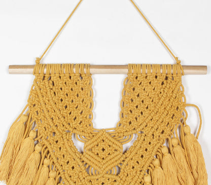 Cotton Macrame Mustard Tasseled Wall Decor-1